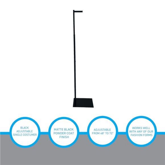 Adjustable Black Costumer Stand – Single Arm Clothes Rack - Retail Clothing - Picture 3 of 8